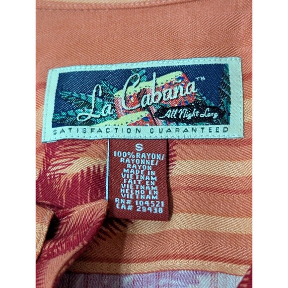 La Cabana Hawaiian Shirt Mens Small Orange S/S Button Up Palm Trees Retro - Picture 5 of 7